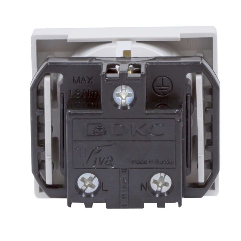 Розетка 1-м СП 2мод. Viva 16А IP20 2Р+Е с заземл. защ. шторки сер. DKC 45025