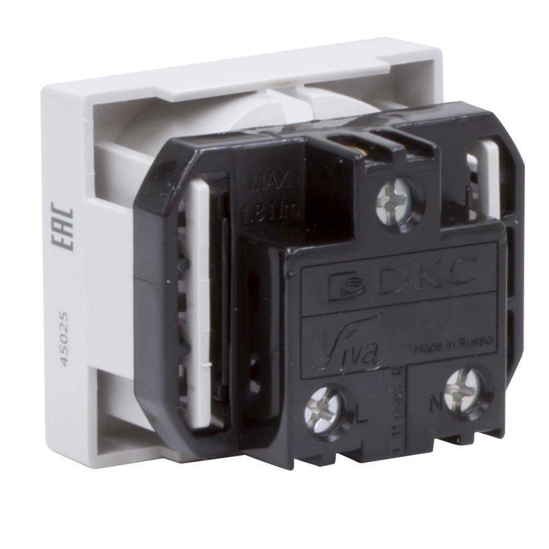 Розетка 1-м СП 2мод. Viva 16А IP20 2Р+Е с заземл. защ. шторки сер. DKC 45025