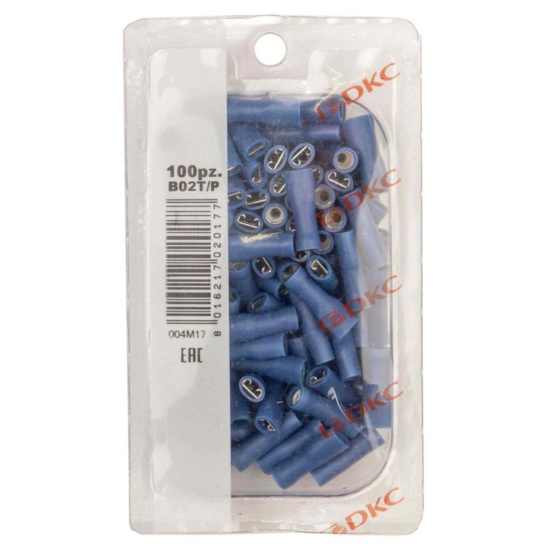 Наконечник изол. "розетка" 1.5-2.5кв.мм A=6.3х0.8мм син. (уп.100шт) DKC 2B02TP