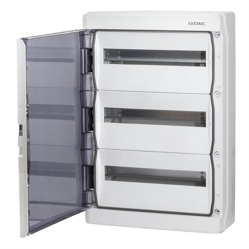 Щиток настенный с дверцей 54 мод.,IP65, серый, с клеммным блоком 63А (RB54W6TGD)