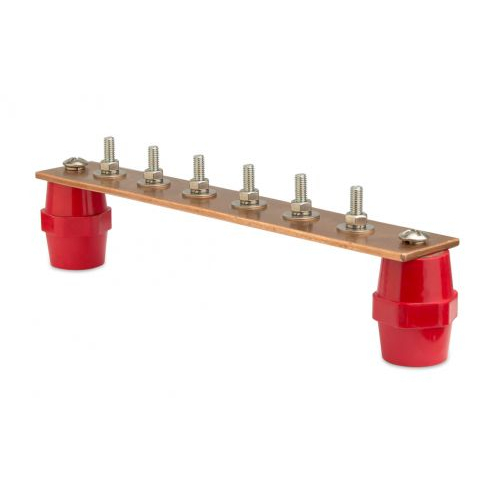 Главная заземляющая шина с изоляторами, 10 подкл.380ммх40ммх4мм медь (NE2010)
