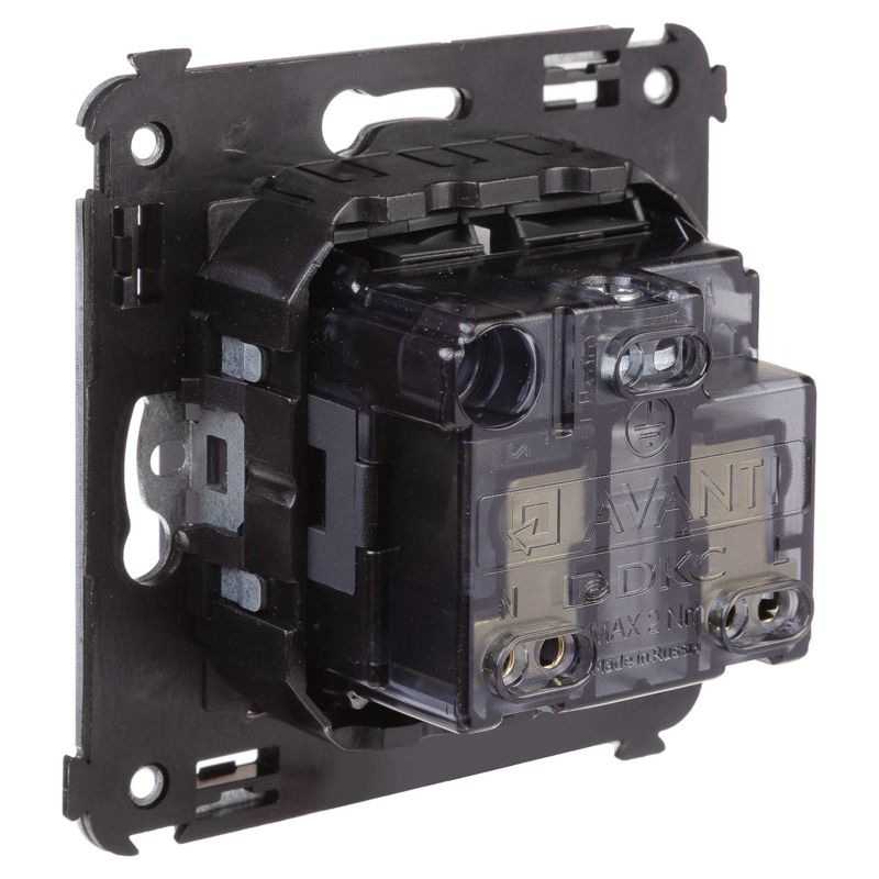 Avanti Розетка в стену, 2P+E, с з/ш, Черный матовый (4412003)