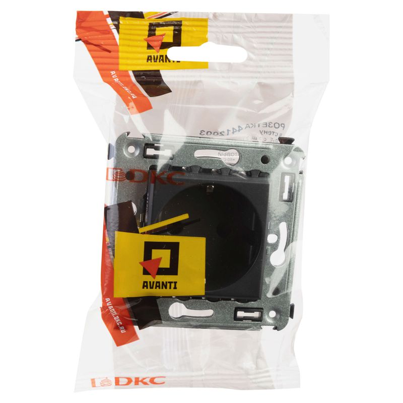 Avanti Розетка в стену, 2P+E, с з/ш, Черный матовый (4412003)