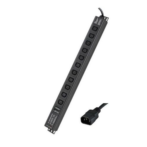 Блок распределения питания вертикальный для 19дюйм шкафов, 10A11 Х С13,сетевой фильтр, индикация, вх. разъём С14 (R5VIEC11CDOP)