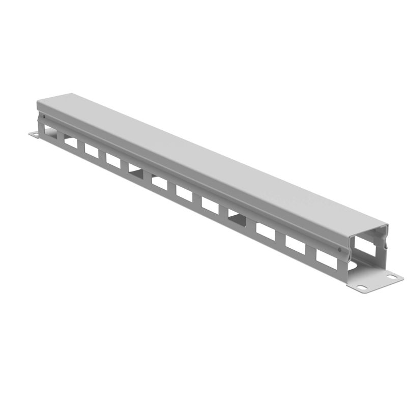 Органайзер кабельный с крышкой и отверстиями 1U, глубина 40 мм, для 19