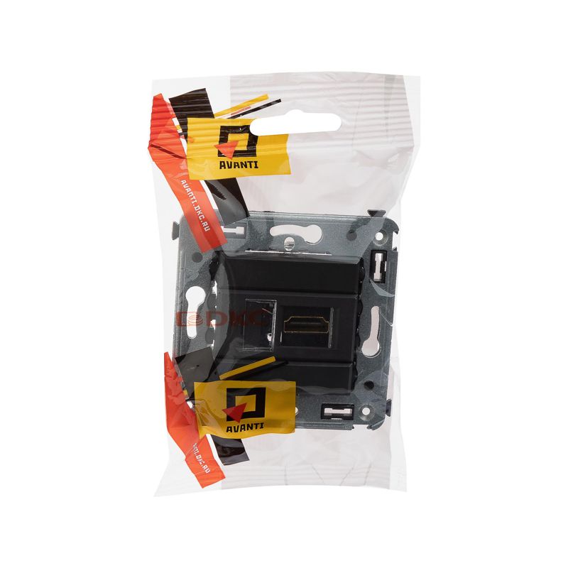 HDMI розетка одинарная в стену, тип А-А, 