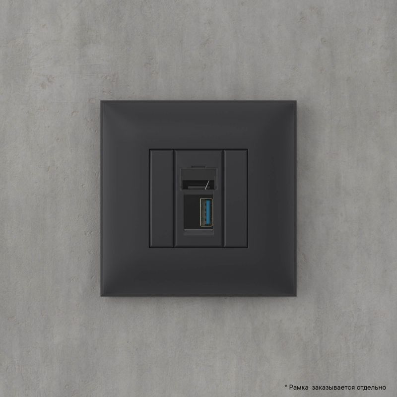 USB 3.0 розетка одинарная в стену, тип А-А, 