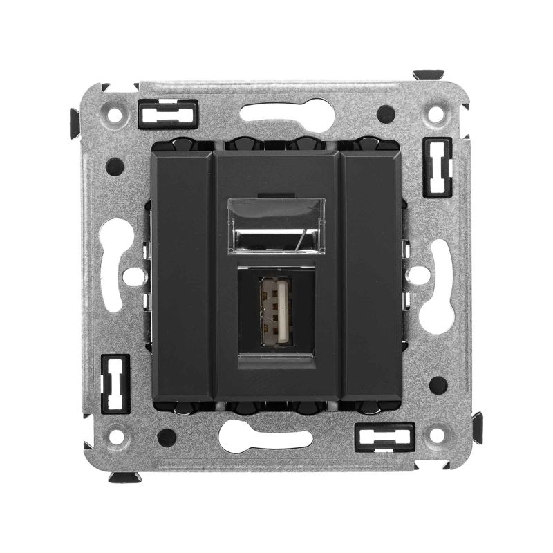 USB 2.0 розетка одинарная в стену, тип А-А, 