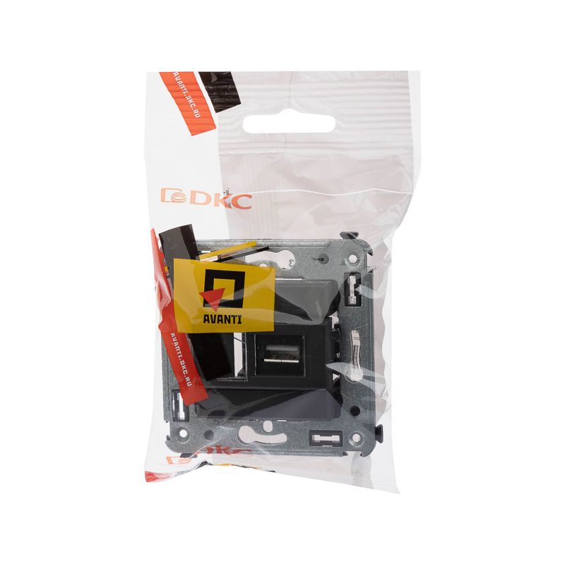 USB 2.0 розетка одинарная в стену, тип А-А, 