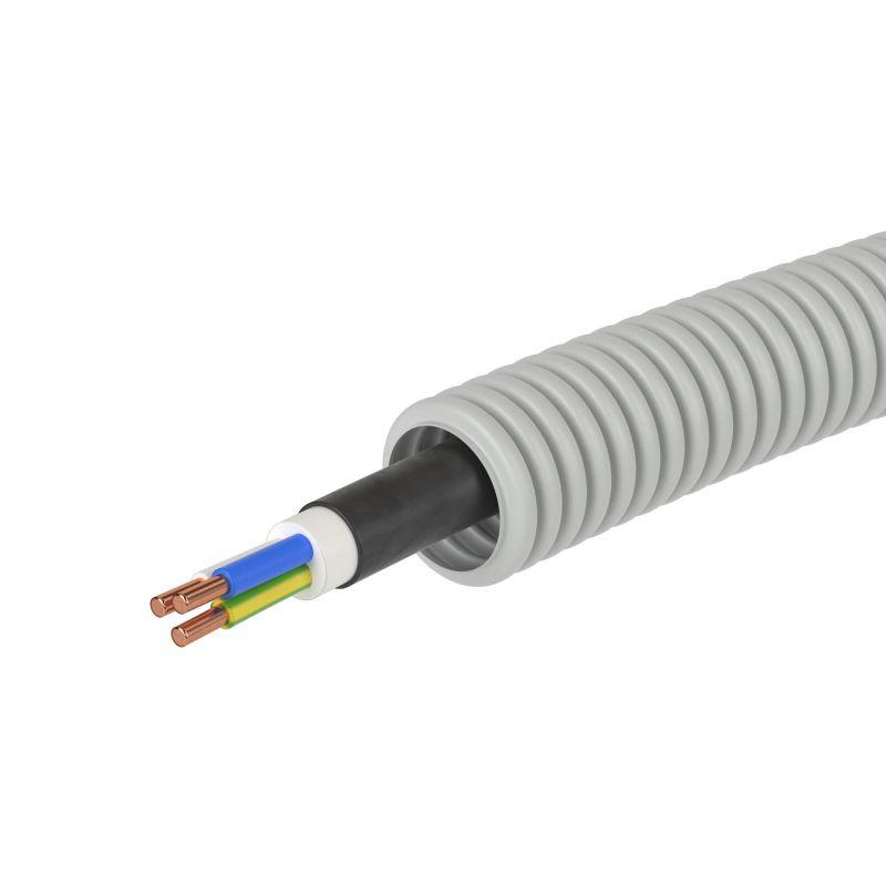 Труба гофрированная ПВХ гибкая d16мм с кабелем ВВГнг(А)-LS 3х1.5 РЭК ГОСТ+ сер. (уп.100м) DKC 9L916100