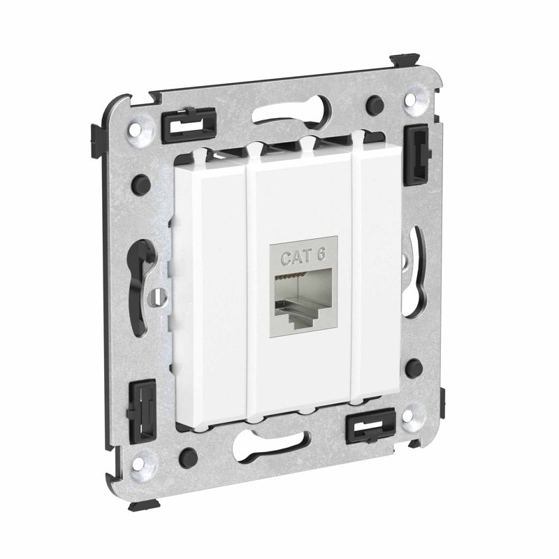 Avati Компьютерная розетка RJ-45 без шторки в стену кат.6 одинарная экранированная Белое облако (4400793)