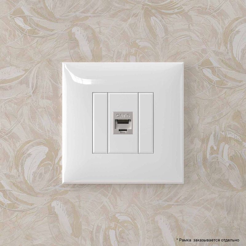 Avati Компьютерная розетка RJ-45 без шторки в стену кат.6 одинарная экранированная Белое облако (4400793)