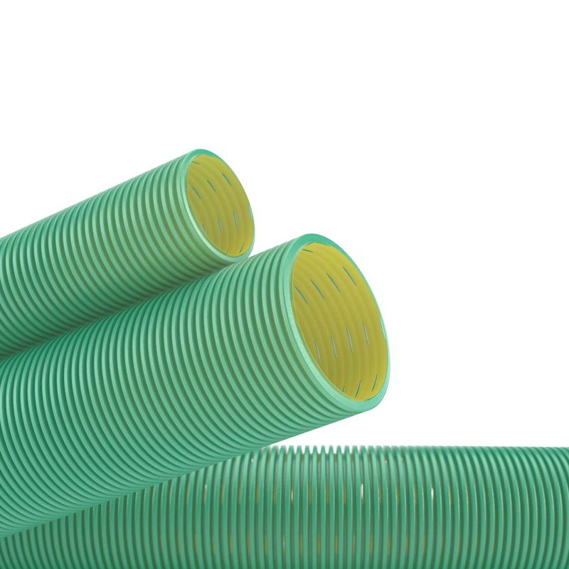Труба гофро двустен. дренаж. ПНД d160 без фильтра зел. (уп.50м) DKC 140916