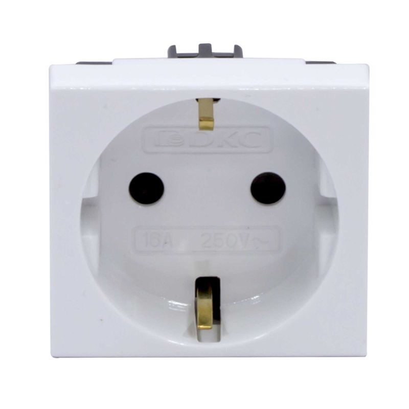 Розетка 1-м СП 2мод. Viva 16А IP20 2Р+Е с заземл. защ. шторки бел. DKC 45005