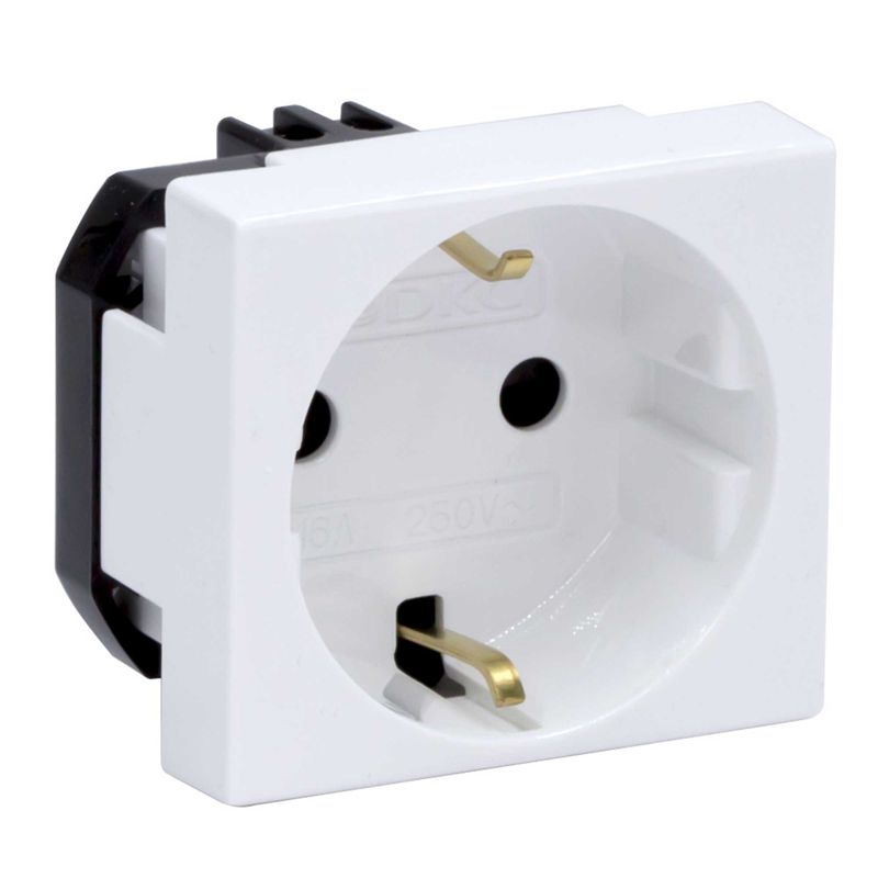 Розетка 1-м СП 2мод. Viva 16А IP20 2Р+Е с заземл. защ. шторки бел. DKC 45005