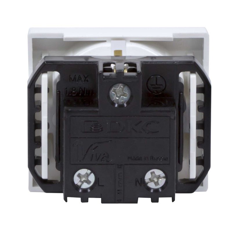 Розетка 1-м СП 2мод. Viva 16А IP20 2Р+Е с заземл. защ. шторки бел. DKC 45005