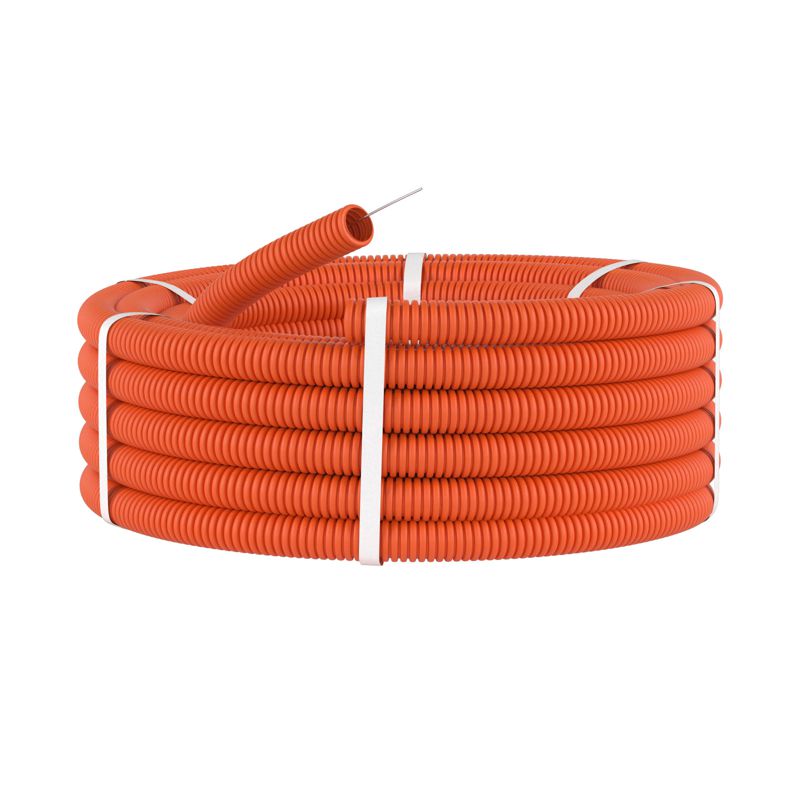 Труба гофрированная ПНД d25мм тяжелая c протяж. оранж. (уп.50м) DKC 71525