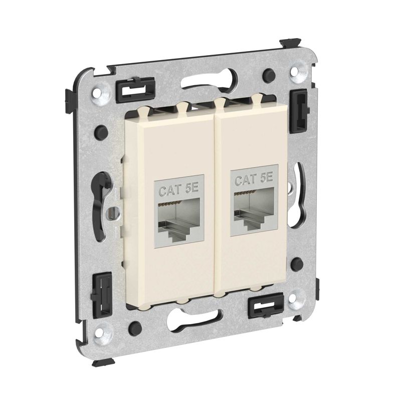 Avanti Компьютерная розетка RJ-45 без шторки в стену кат.5e двойная экранированная Ванильная дымка (4405764)