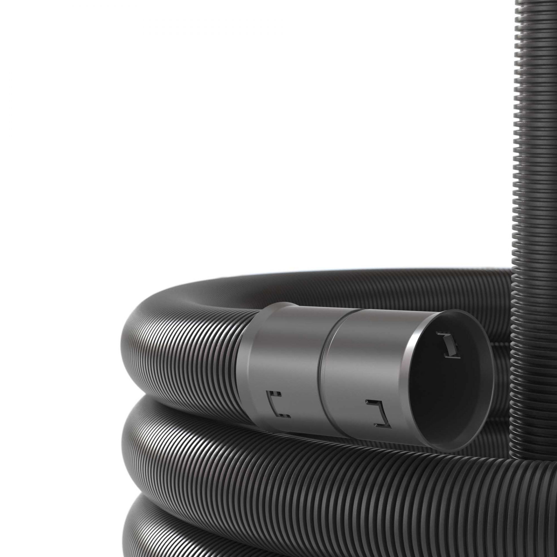 Труба жесткая двустенная для открытой прокладки ПВ-0 УФ д.160мм цвет черный 50м. (151916)