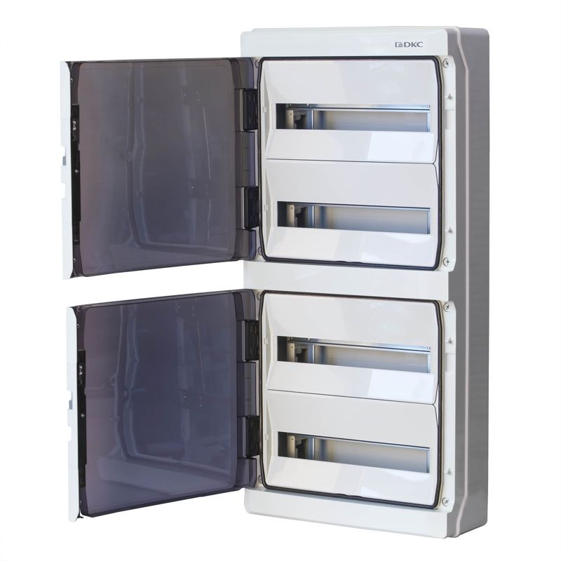 Щиток настенный с дверцей 72 мод.,IP65, серый, с клеммным блоком 63А