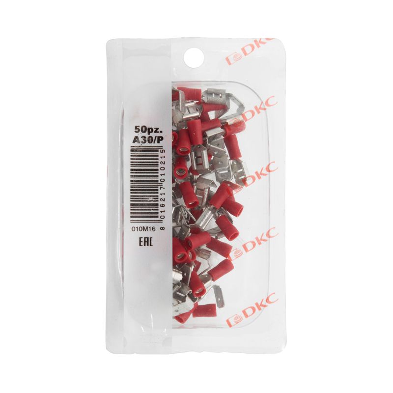 Наконечник плоский смеш. 0.25-1.5кв.мм отв. d6.3х0.8мм кр. (уп.50шт) DKC 2A30P