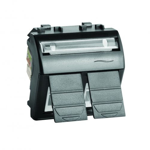 Розетка компьютерная 1-м СП Brava 2мод. RJ45 5E черн. DKC 77656N