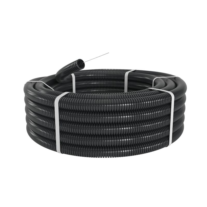 Труба гофрированная ПА d23мм ПВ-2 Dвн.22.6мм Dнар.28.5мм с протяж. черн. (уп.50м) DKC PA612329F2