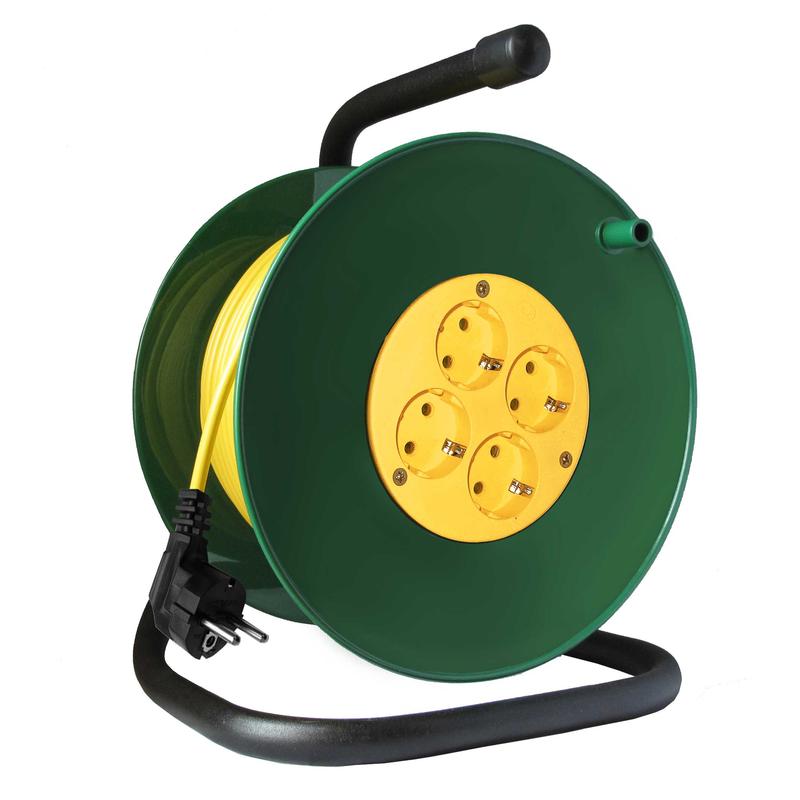 Удлинитель силовой на катушке 4х50м с заземл. 16А IP20 4кВт розетки с защ. крышкой Союз 481S-3705