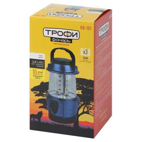 Фонарь светодиодный кемпинговый KB-101 12LED элементы питания 3хAA (не в компл.) син. металлик Трофи Б0054482