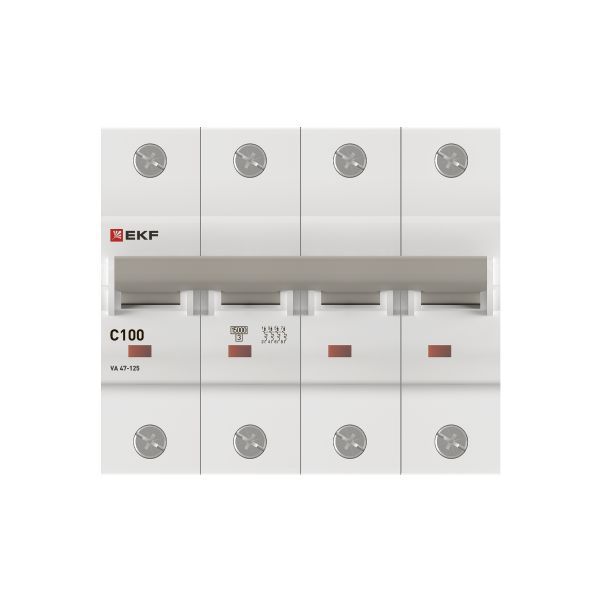 Выключатель автоматический модульный 4п C 100А 15кА ВА 47-125 PROxima EKF mcb47125-4-100C