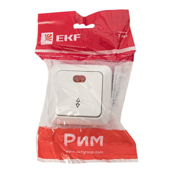 Выключатель проходной 1-кл. ОП Рим 10А IP20 с индикатором бел. EKF ENV10-125-10