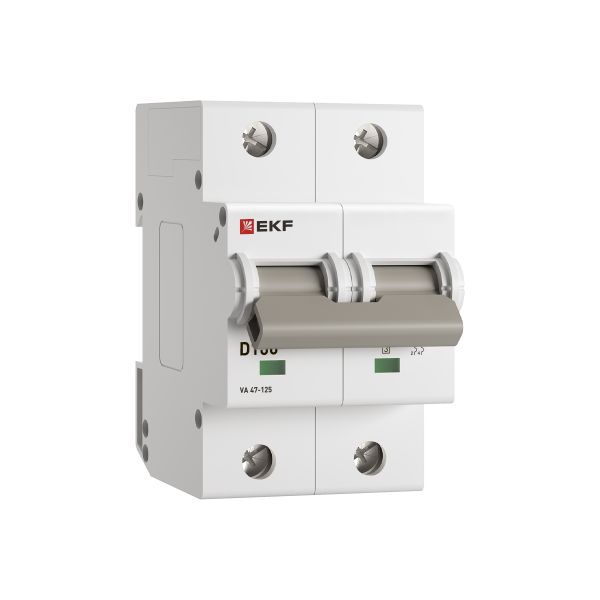 Выключатель автоматический модульный 2п D 100А 15кА ВА 47-125 PROxima EKF mcb47125-2-100D