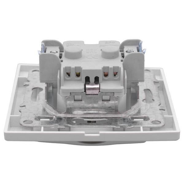 Розетка 1-м СП Минск 16А IP20 с заземл. защ. шторки с крышкой бел. Basic EKF ERR16-029-100