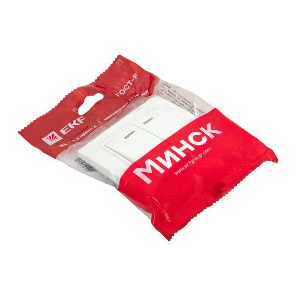 Выключатель 2-кл. СП Минск 10А IP20 с индикатором бел. Basic EKF ERV10-123-10
