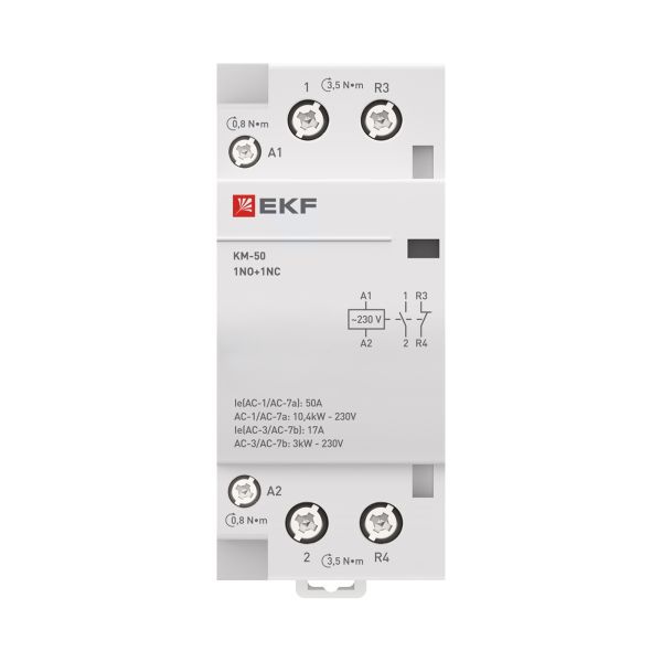 Контактор модульный КМ 50А NО+NC (2 мод.) EKF km-2-50-11