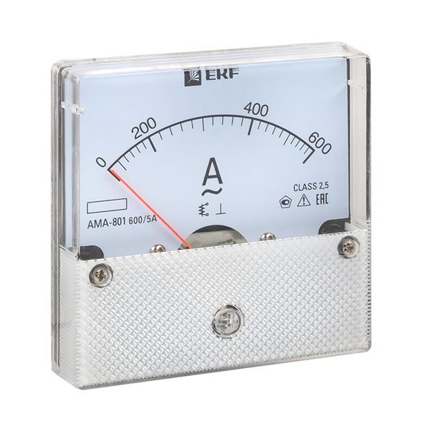 Амперметр аналоговый AM-A801 на панель 80х80 кругл. вырез 600А трансф. подкл. am-a801-600/ama-801-600