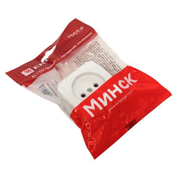 Розетка 1-м ОП Минск 10А IP20 без заземл. бел. Basic EGR10-022-10