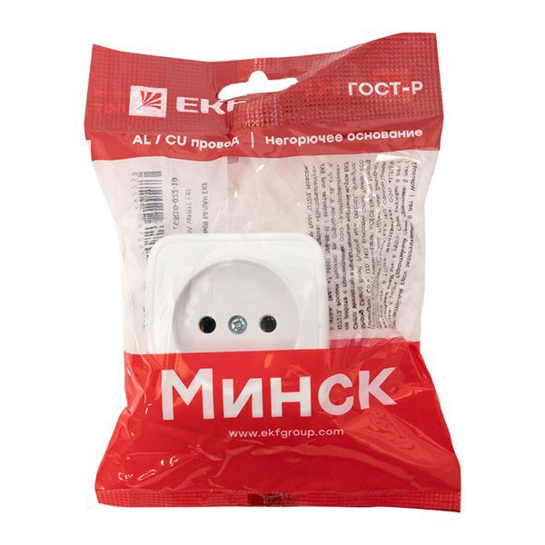 Розетка 1-м ОП Минск 10А IP20 без заземл. бел. Basic EGR10-022-10