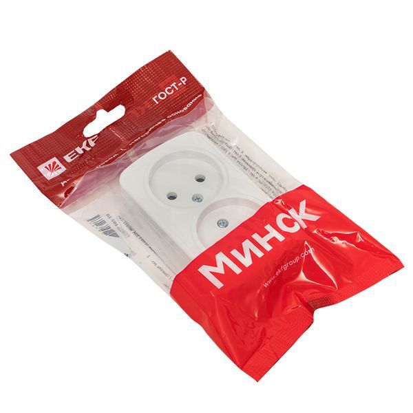 Розетка 2-м ОП Минск 10А IP20 без заземл. бел. Basic EGR10-102-10