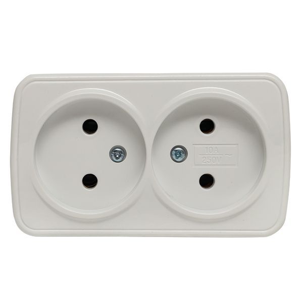 Розетка 2-м ОП Минск 10А IP20 без заземл. бел. Basic EGR10-102-10
