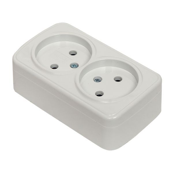 Розетка 2-м ОП Минск 10А IP20 без заземл. бел. Basic EGR10-102-10