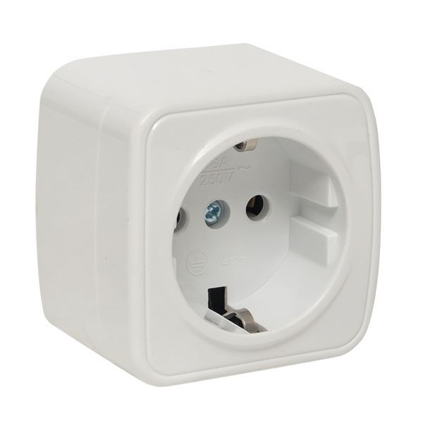 Розетка 1-м ОП Минск 16А IP20 с заземл. бел. Basic EGR16-028-10