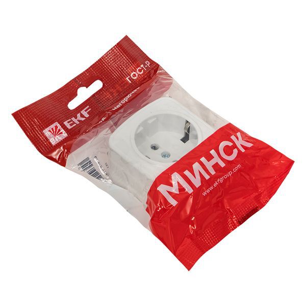 Розетка 1-м ОП Минск 16А IP20 с заземл. бел. Basic EGR16-028-10