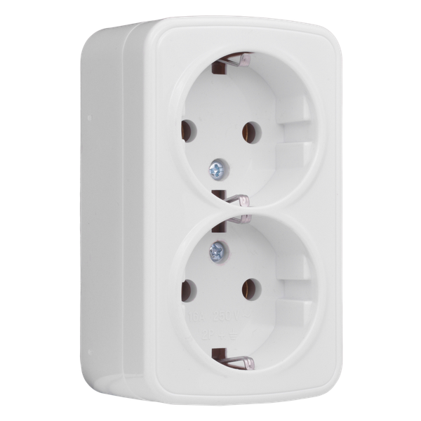 Розетка 2-м ОП Минск 16А IP20 с заземл. бел. Basic EGR16-128-10