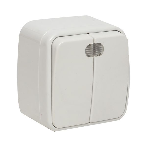 Выключатель 2-кл. ОП Минск 10А IP20 с индикатором бел. Basic EGV10-123-10