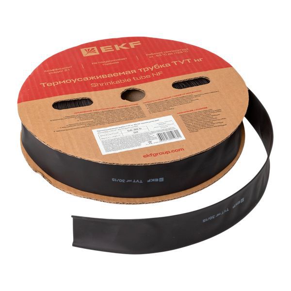 Трубка термоусадочная ТУТ нг 30/15 черн. (уп.50м) tut-30-b