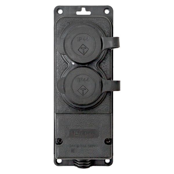 Розетка 2-м 16А IP44 2P+PE 230В с защ. крышками каучук PROxima EKF RPS-018-16-230-44-r