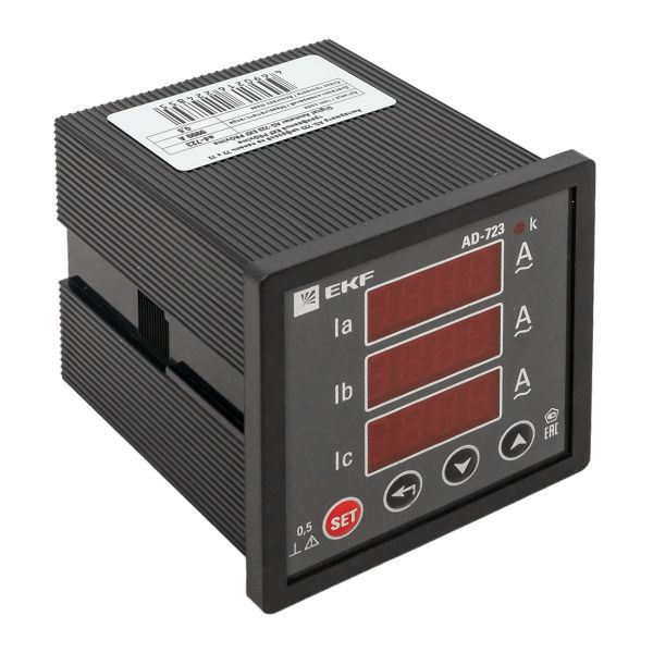 Амперметр цифровой AD-723 на панель 72х72 трехфазный EKF ad-723