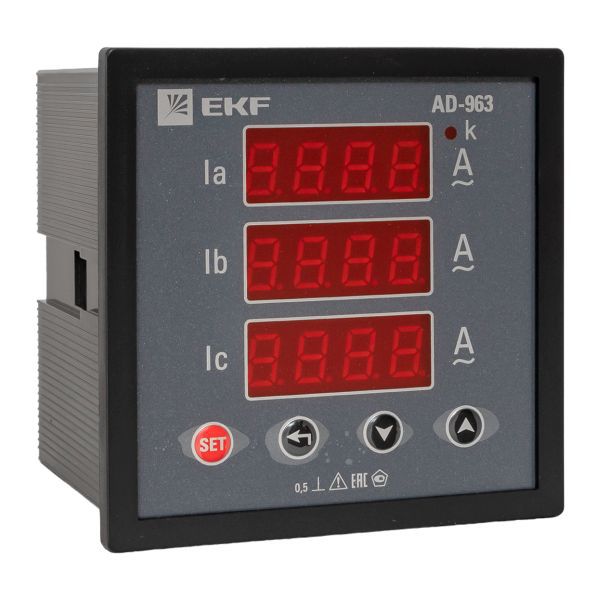 Амперметр цифровой AD-963 на панель 96х96 трехфазный EKF ad-963