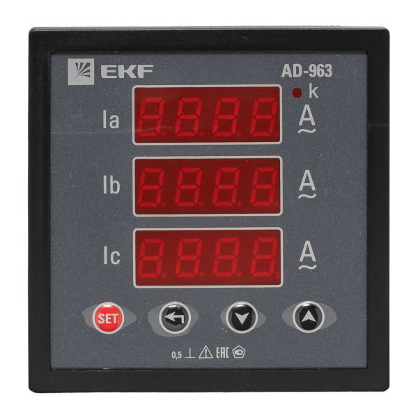 Амперметр цифровой AD-963 на панель 96х96 трехфазный EKF ad-963